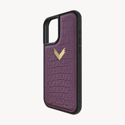 iPhone 16 Plus Phone Case, Calf Leather, Alligator Texture