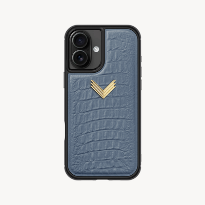 iPhone 16 Plus Phone Case, Calf Leather, Alligator Texture