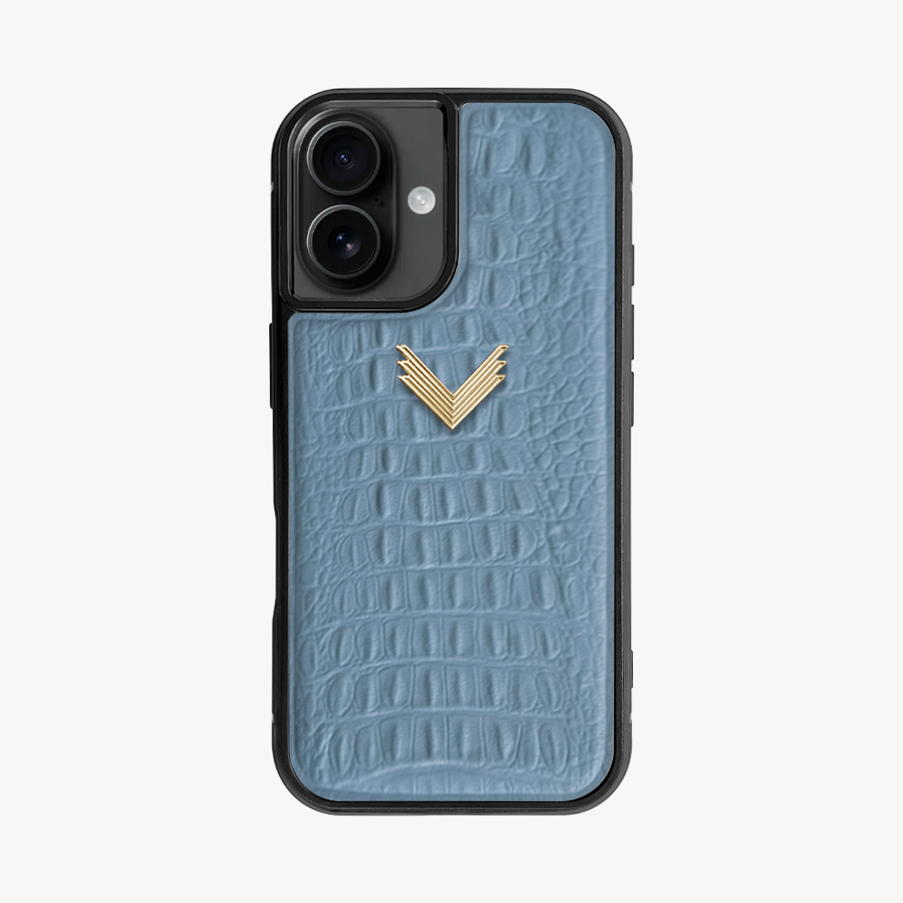 iPhone 16 Plus Phone Case, Calf Leather, Alligator Texture