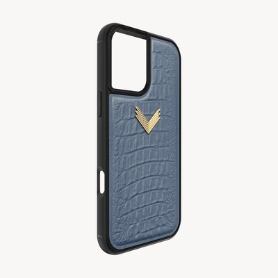 iPhone 16 Plus Phone Case, Calf Leather, Alligator Texture