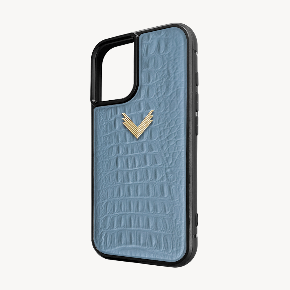 iPhone 16 Plus Phone Case, Calf Leather, Alligator Texture