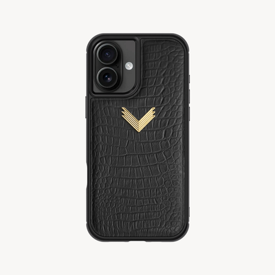 iPhone 16 Phone Case, Calf Leather, Alligator Texture