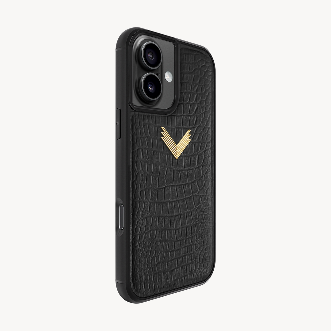 iPhone 16 Phone Case, Calf Leather, Alligator Texture