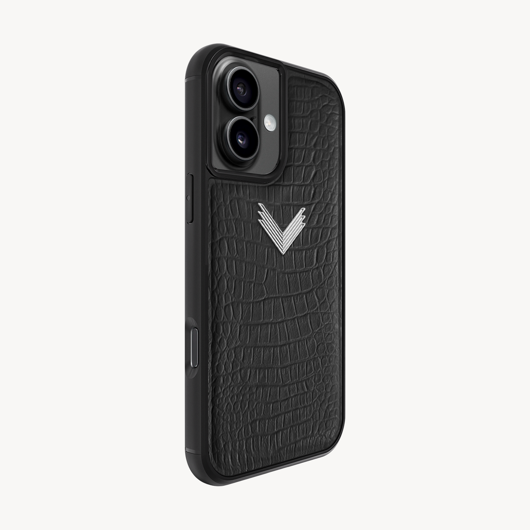 iPhone 16 Phone Case, Calf Leather, Alligator Texture