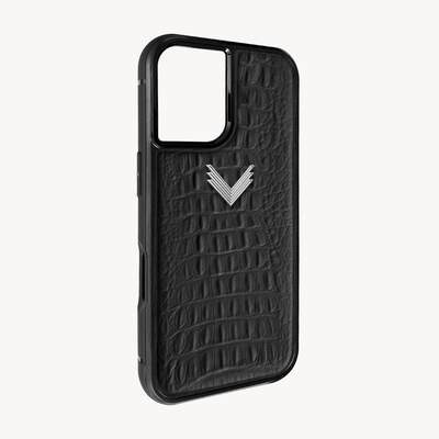 iPhone 16 Plus Phone Case, Calf Leather, Alligator Texture