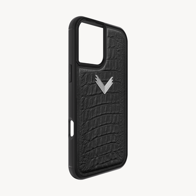 iPhone 16 Plus Phone Case, Calf Leather, Alligator Texture