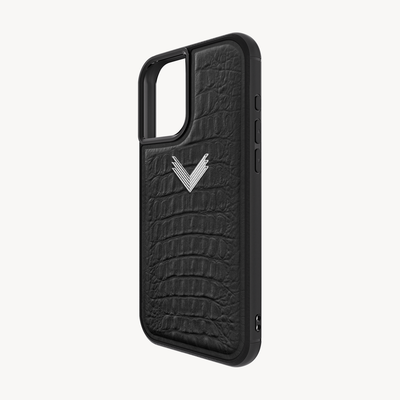 iPhone 16 Phone Case, Calf Leather, Alligator Texture