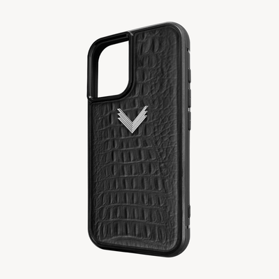 iPhone 16 Phone Case, Calf Leather, Alligator Texture