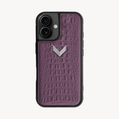 iPhone 16 Plus Phone Case, Calf Leather, Alligator Texture