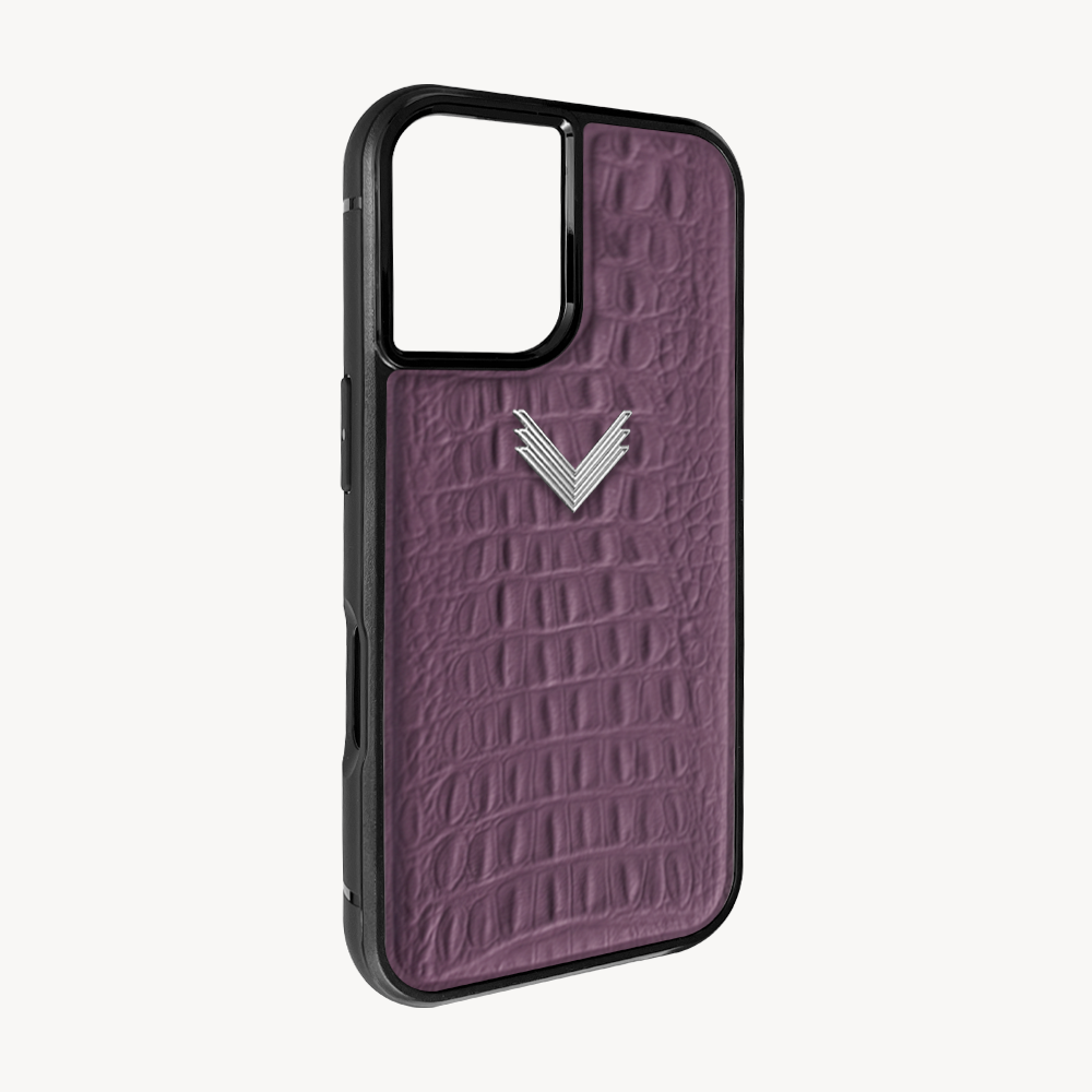 iPhone 16 Plus Phone Case, Calf Leather, Alligator Texture