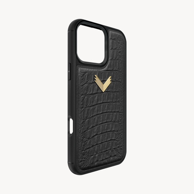 iPhone 16 Pro Phone Case, Calf Leather, Alligator Texture