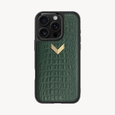 iPhone 16 Pro Phone Case, Calf Leather, Alligator Texture