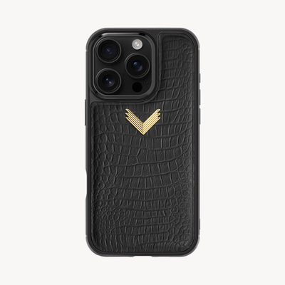 iPhone 16 Pro Phone Case, Calf Leather, Alligator Texture