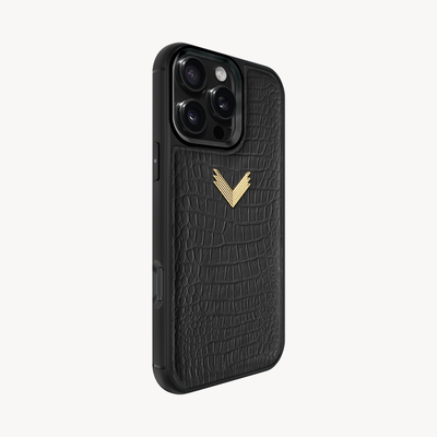 iPhone 16 Pro Phone Case, Calf Leather, Alligator Texture