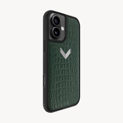 iPhone 16 Phone Case, Calf Leather, Alligator Texture