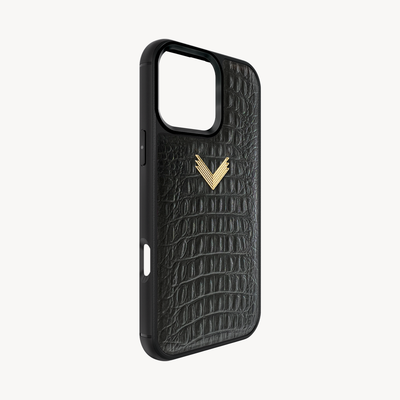 iPhone 16 Pro Phone Case, Calf Leather, Alligator Texture