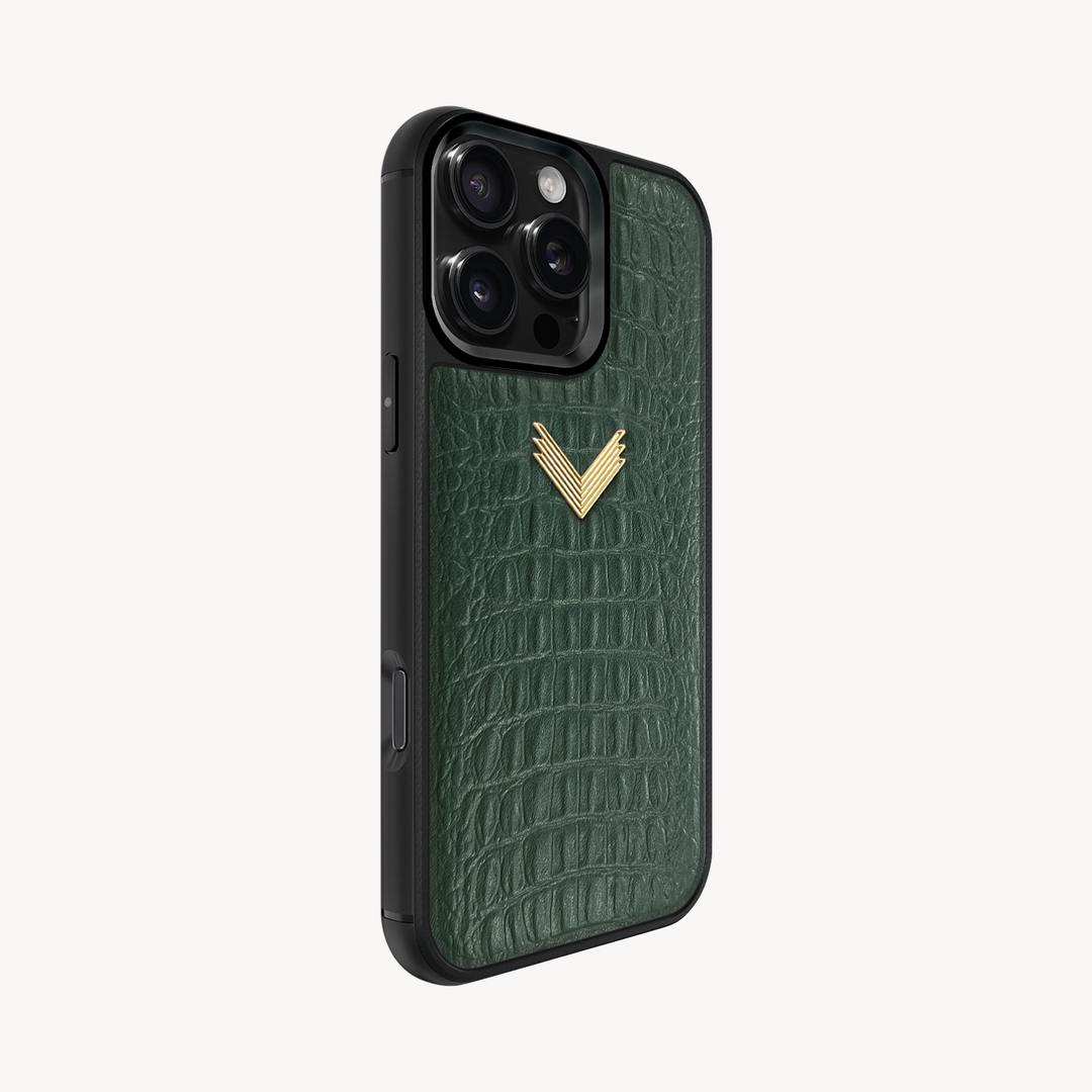 iPhone 16 Pro Max Phone Case, Calf Leather, Alligator Texture