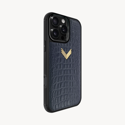 iPhone 16 Pro Phone Case, Calf Leather, Alligator Texture