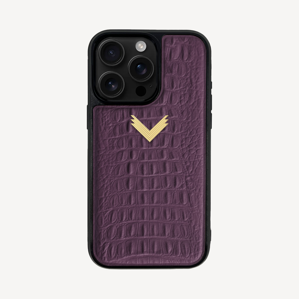 iPhone 16 Pro Phone Case, Calf Leather, Alligator Texture