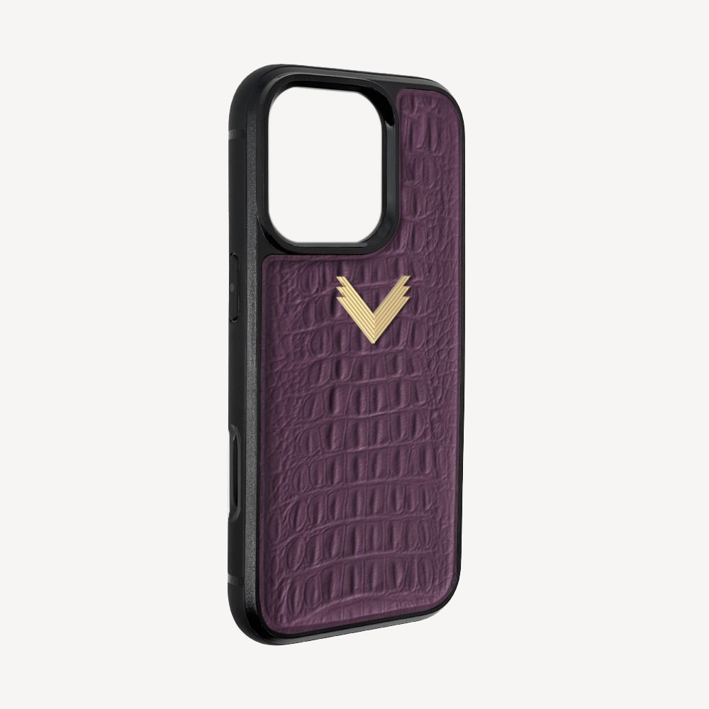 iPhone 16 Pro Phone Case, Calf Leather, Alligator Texture