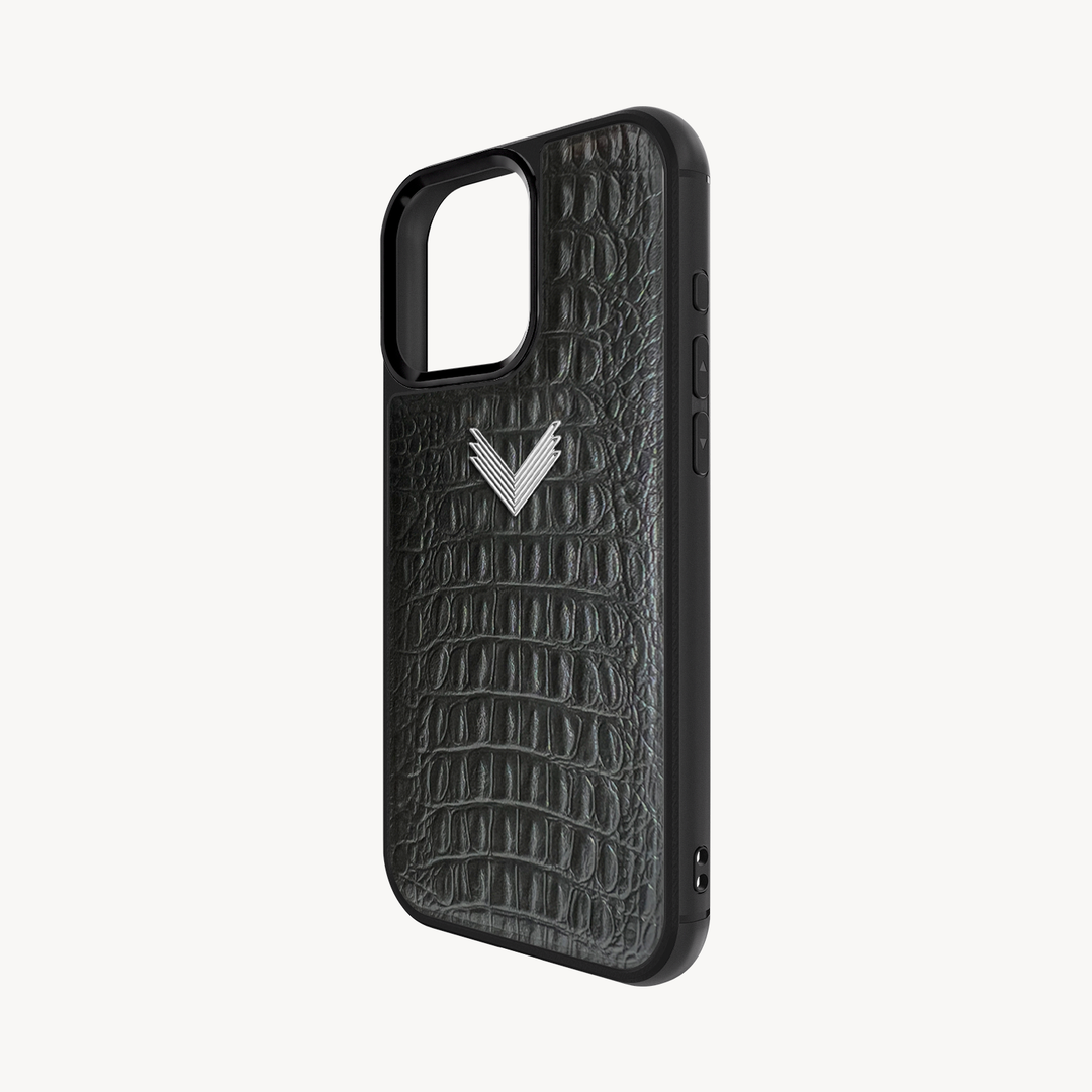 iPhone 16 Pro Max Phone Case, Calf Leather, Alligator Texture