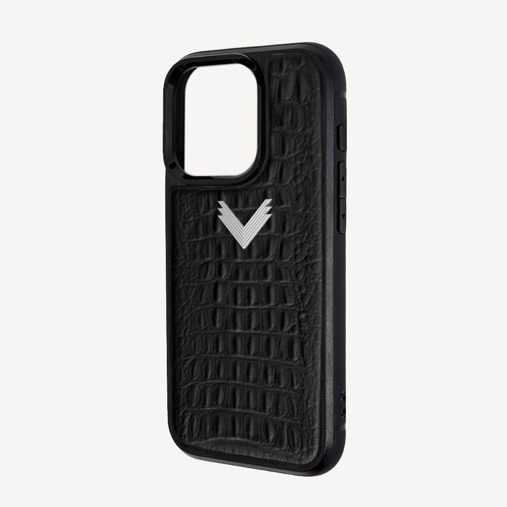 iPhone 16 Pro Phone Case, Calf Leather, Alligator Texture