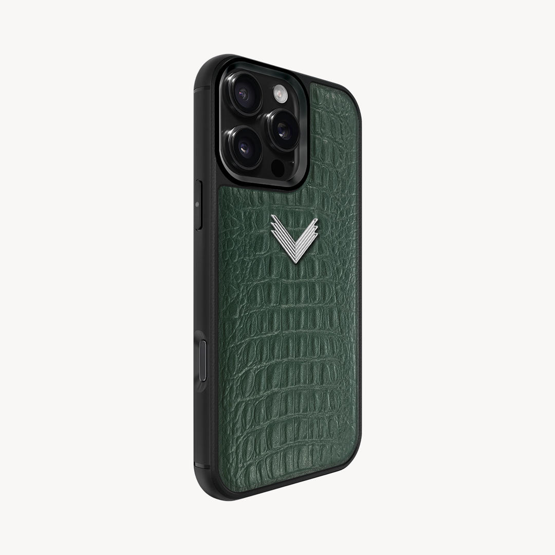 iPhone 16 Pro Max Phone Case, Calf Leather, Alligator Texture