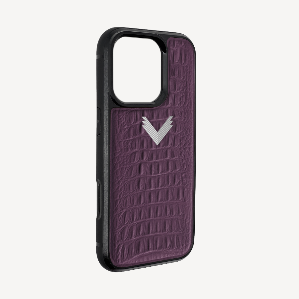 iPhone 16 Pro Max Phone Case, Calf Leather, Alligator Texture