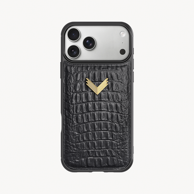 iPhone 17 Pro Phone Case, Calf Leather, Alligator Texture