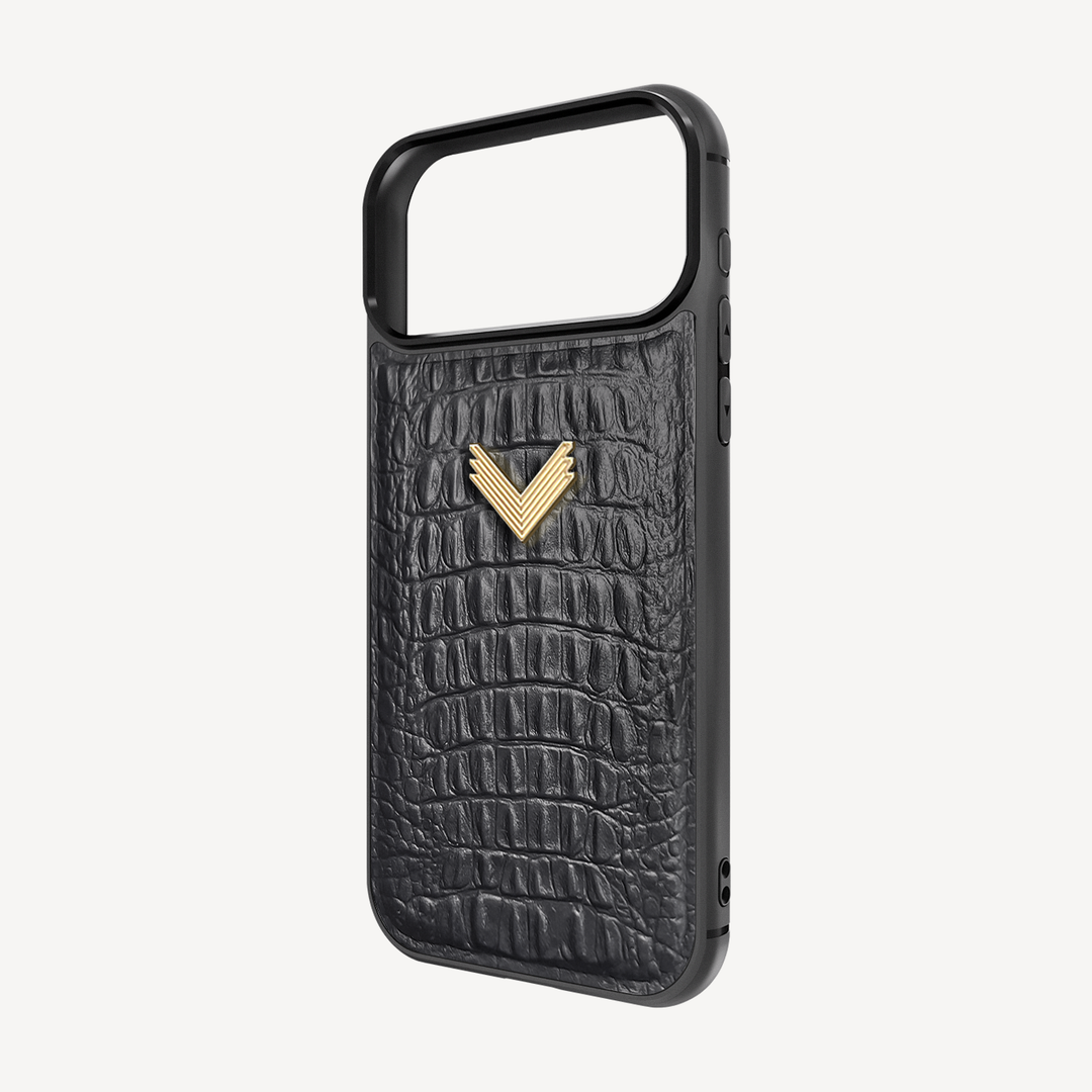 iPhone 17 Pro Phone Case, Calf Leather, Alligator Texture
