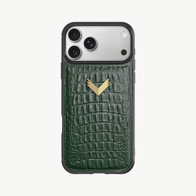 iPhone 17 Pro Phone Case, Calf Leather, Alligator Texture