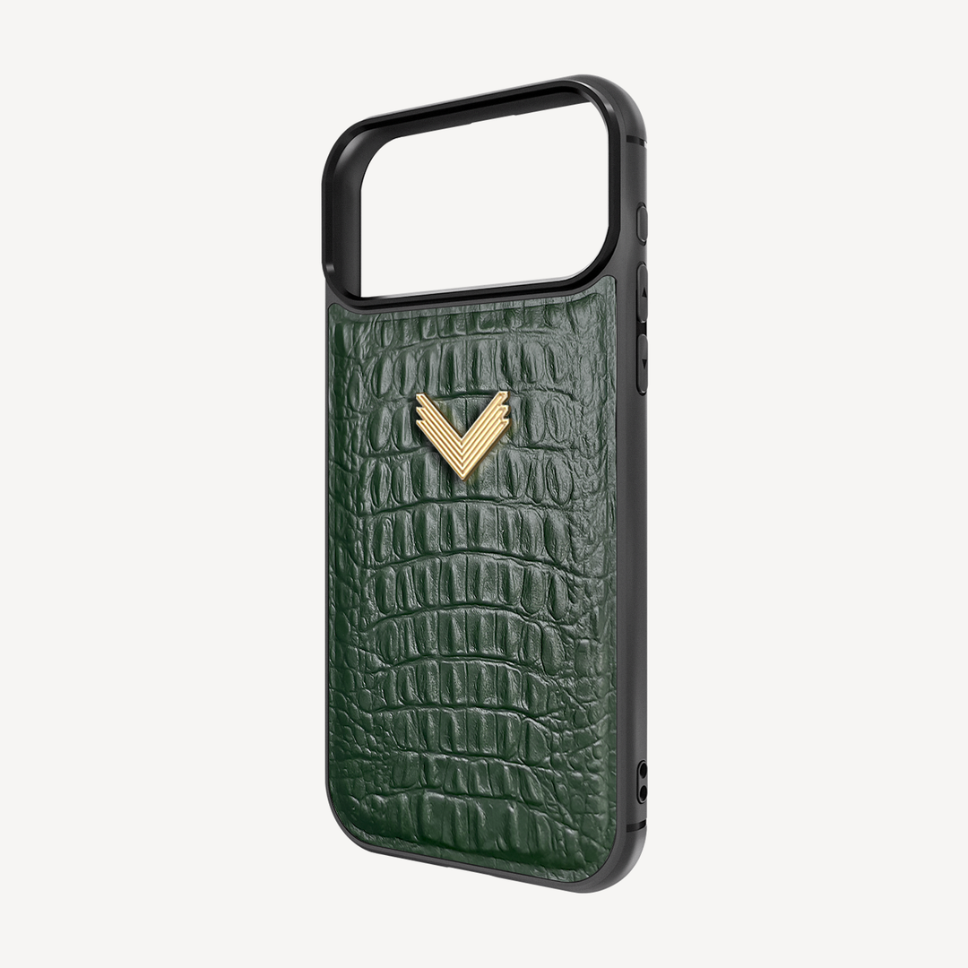 iPhone 17 Pro Phone Case, Calf Leather, Alligator Texture