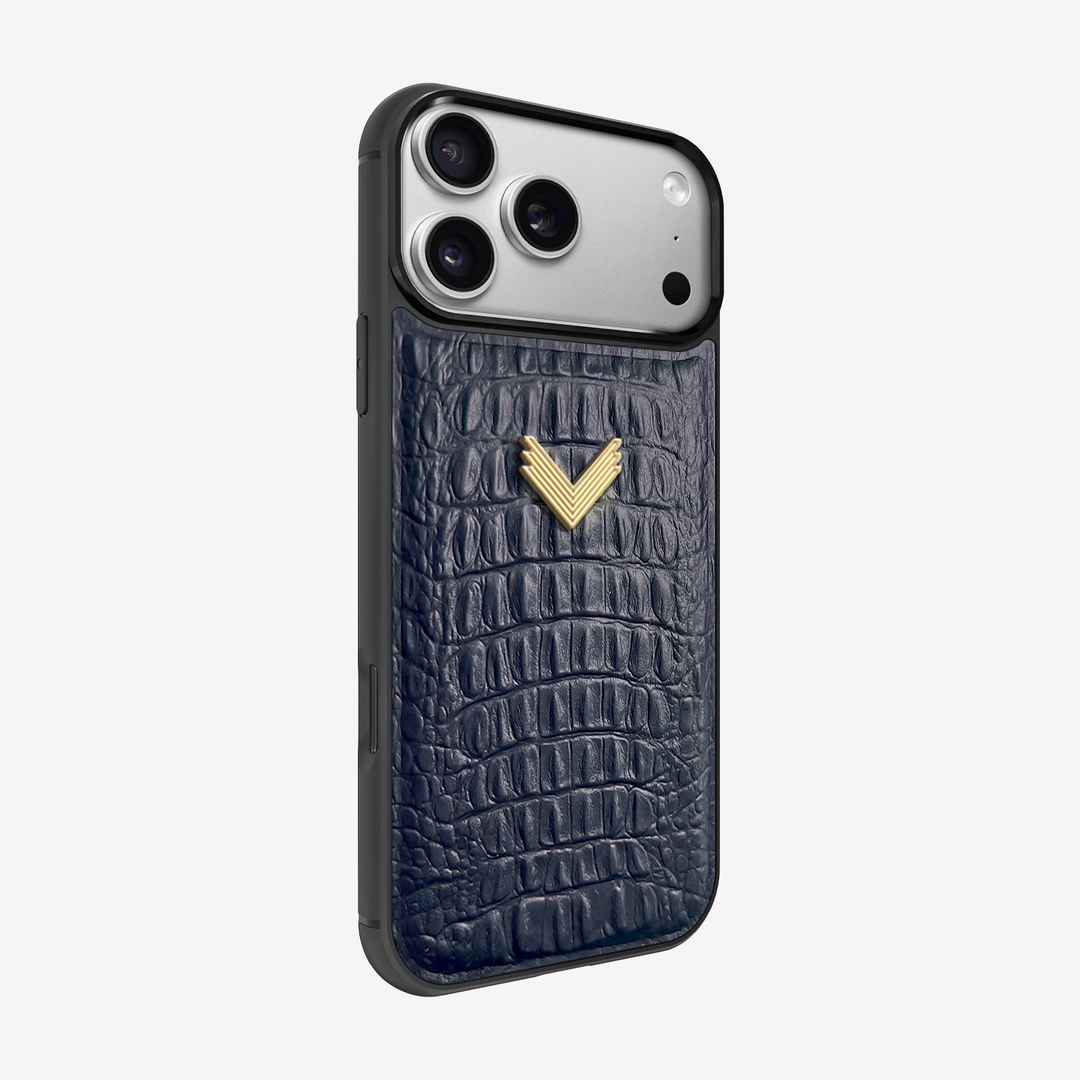 iPhone 17 Pro Phone Case, Calf Leather, Alligator Texture