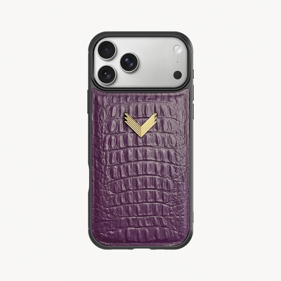 iPhone 17 Pro Phone Case, Calf Leather, Alligator Texture