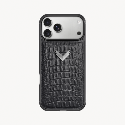 iPhone 17 Pro Phone Case, Calf Leather, Alligator Texture