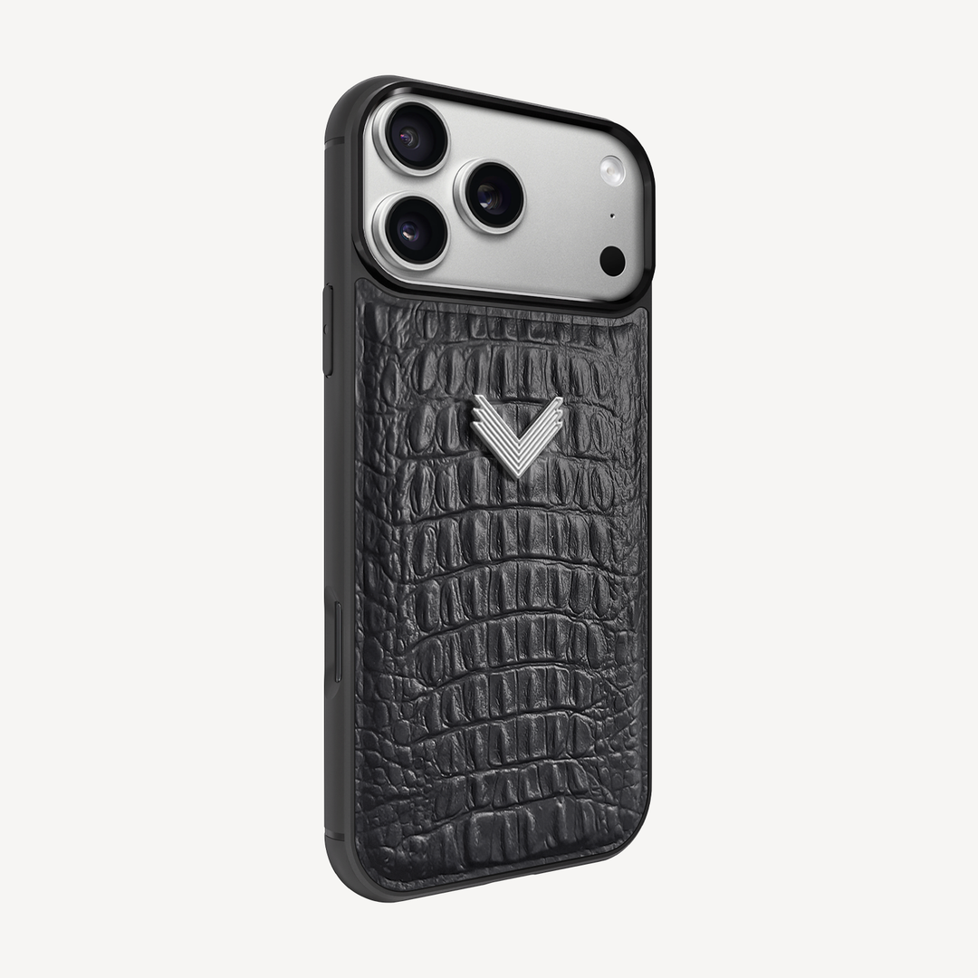 iPhone 17 Pro Phone Case, Calf Leather, Alligator Texture