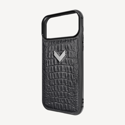 iPhone 17 Pro Phone Case, Calf Leather, Alligator Texture