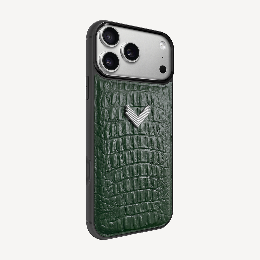 iPhone 17 Pro Phone Case, Calf Leather, Alligator Texture