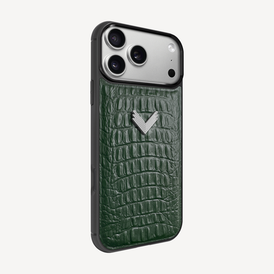 iPhone 17 Pro Phone Case, Calf Leather, Alligator Texture