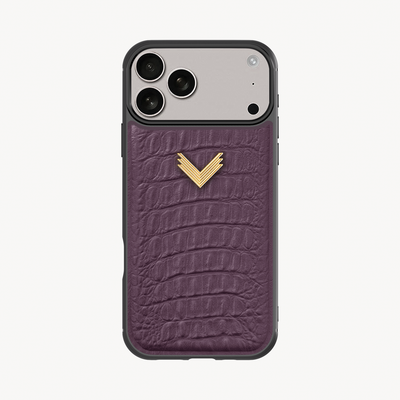 iPhone 17 Pro Phone Case, Calf Leather, Alligator Texture