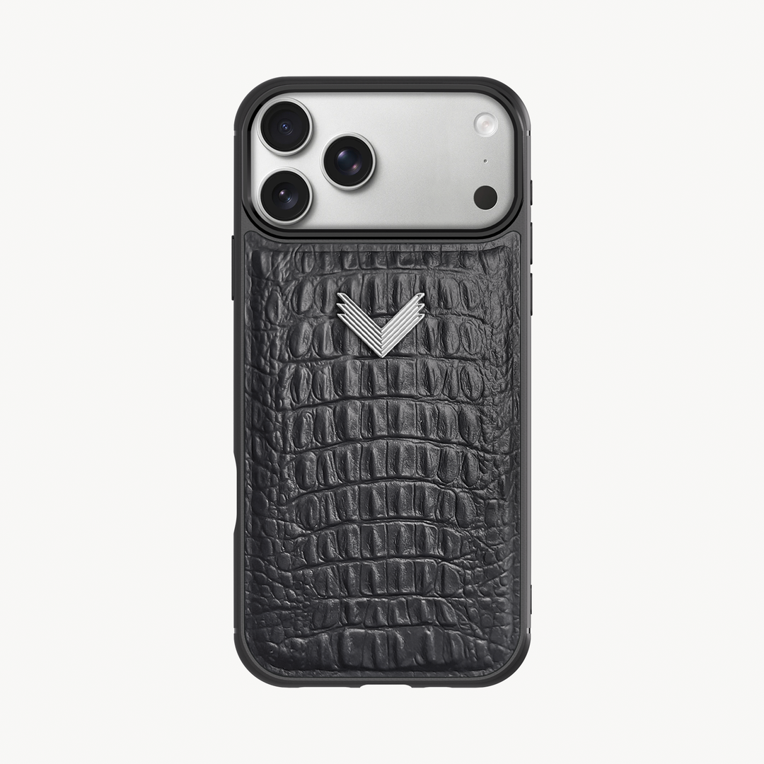 iPhone 17 Pro Max Phone Case, Calf Leather, Alligator Texture VELANTE Officiale iPhone 17 Pro Max Phone Case, Calf Leather, Alligator Texture VELANTE Officiale