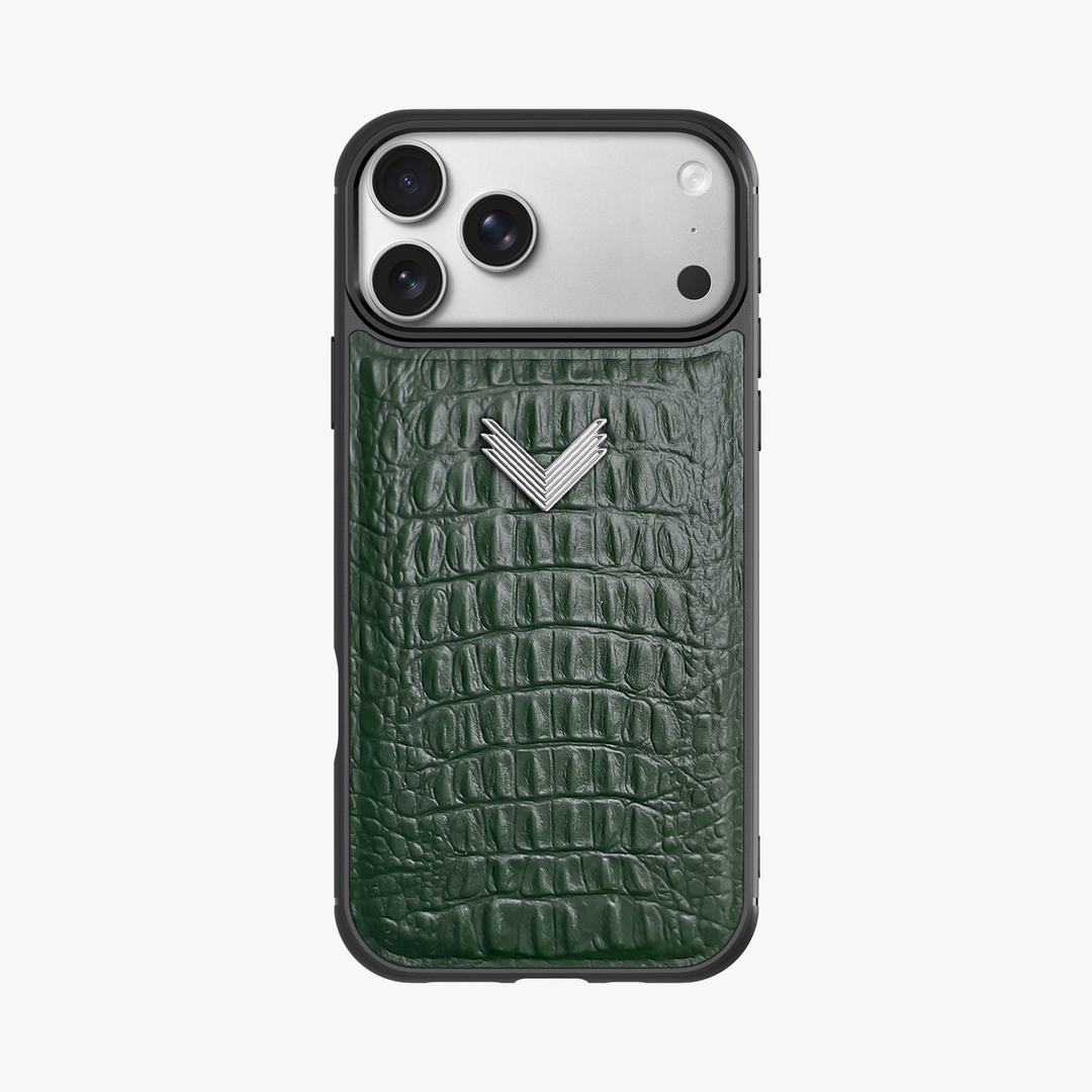 iPhone 17 Pro Max Phone Case, Calf Leather, Alligator Texture