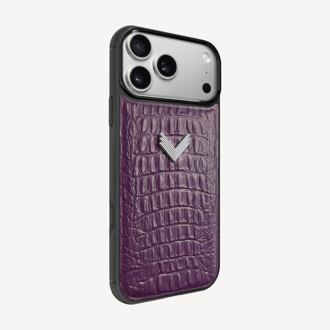 iPhone 17 Pro Max Phone Case, Calf Leather, Alligator Texture