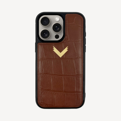 iPhone 15 Pro Max Phone Case, Calf Leather, Crocodile Texture