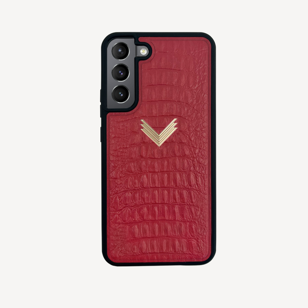 Samsung S22 Phone Case, Calf Leather, Alligator Texture
