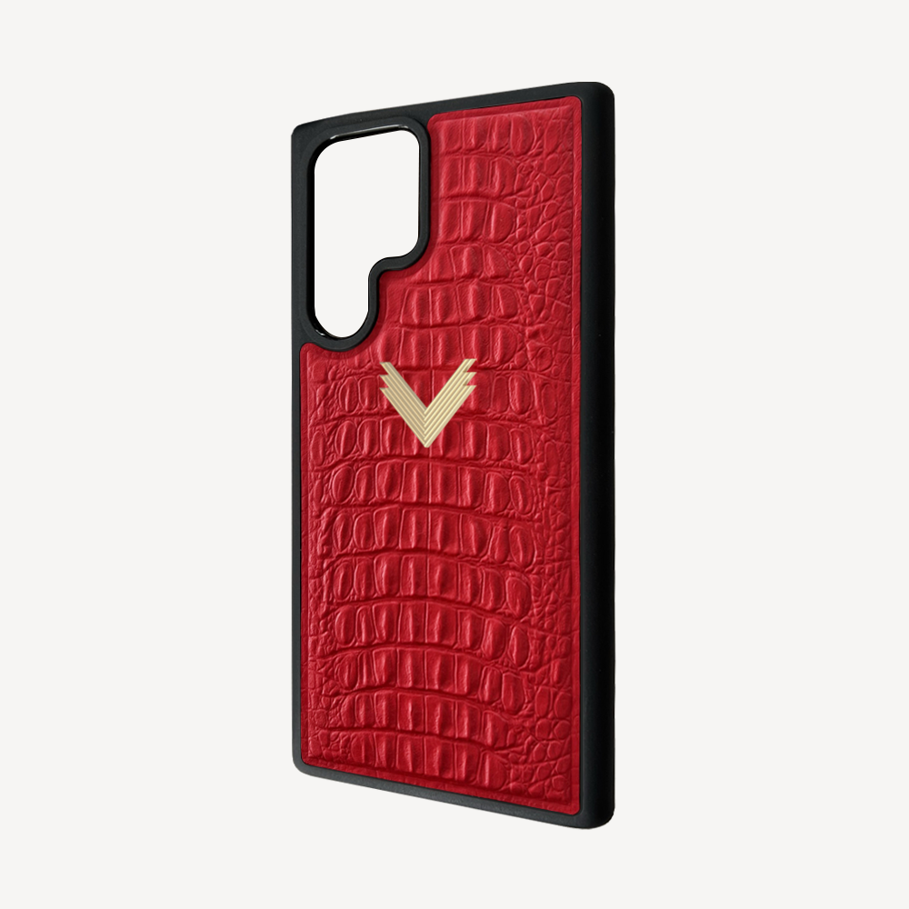 Samsung S22 Ultra Phone Case, Calf Leather, Alligator Texture