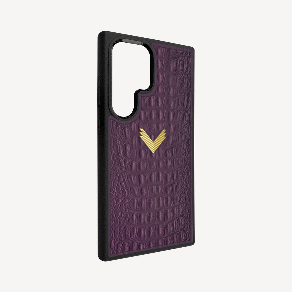 Samsung S23 Ultra Phone Case, Calf Leather, Alligator Texture
