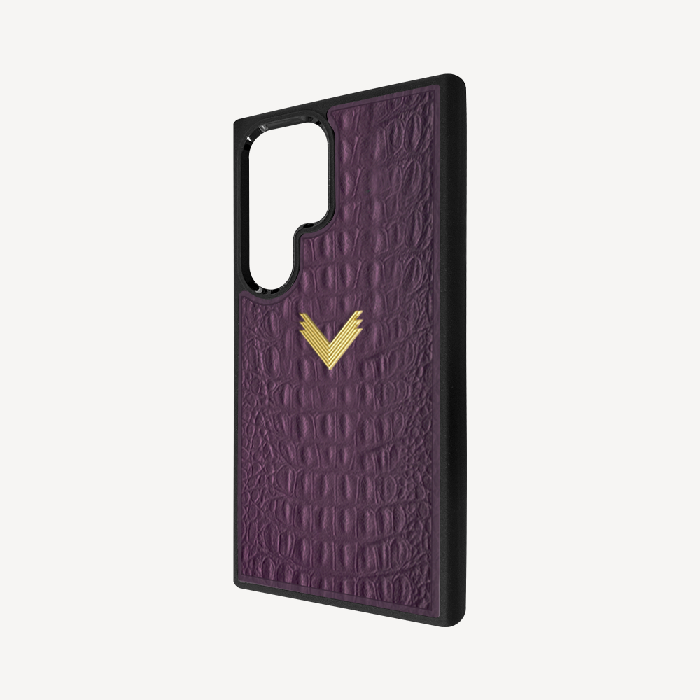Samsung S23 Ultra Phone Case, Calf Leather, Alligator Texture