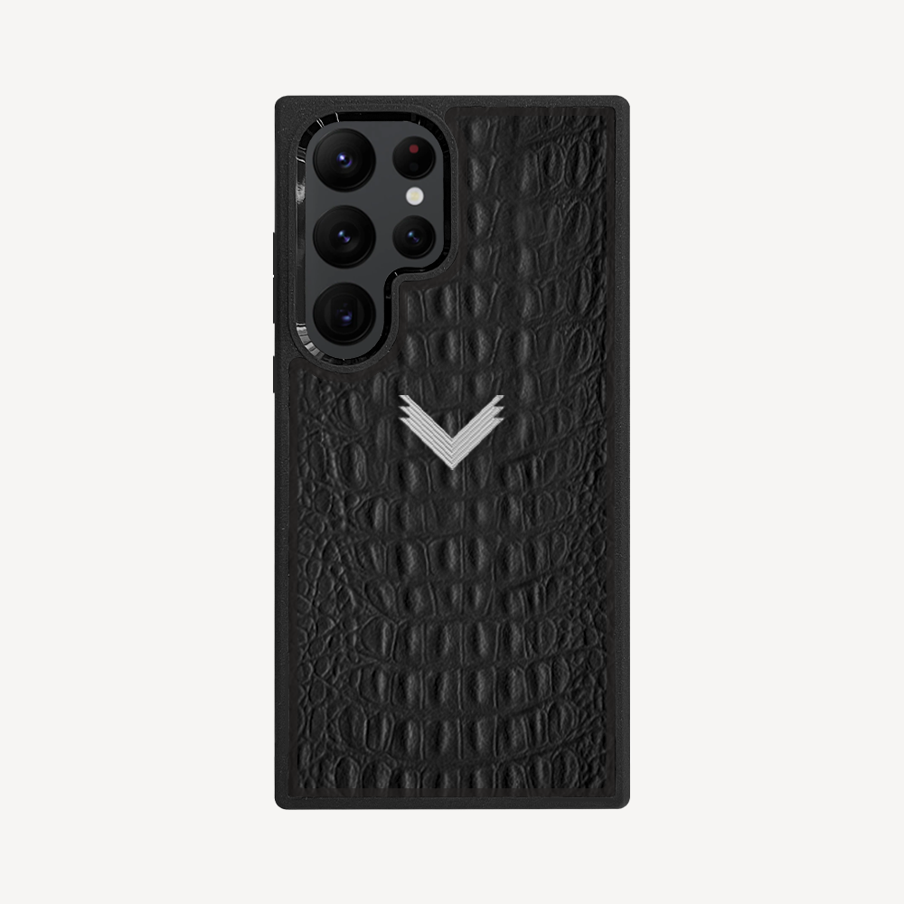 Samsung S23 Ultra Phone Case, Calf Leather, Alligator Texture