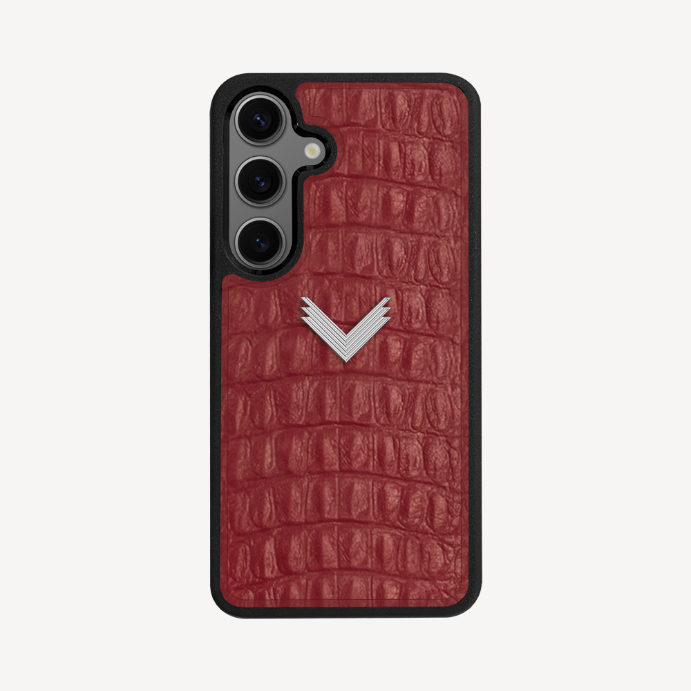 Samsung S24 Plus Phone Case, Calf Leather, Alligator Texture